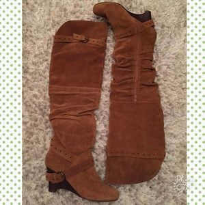 Naughty Monkey suede over the knee boots camel